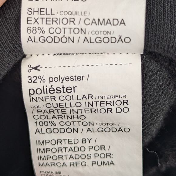 Puma Black Quarter Zip Sweatshirt Women’s Small Logo Pullover Kangaroo Pocket - Picture 3 of 4